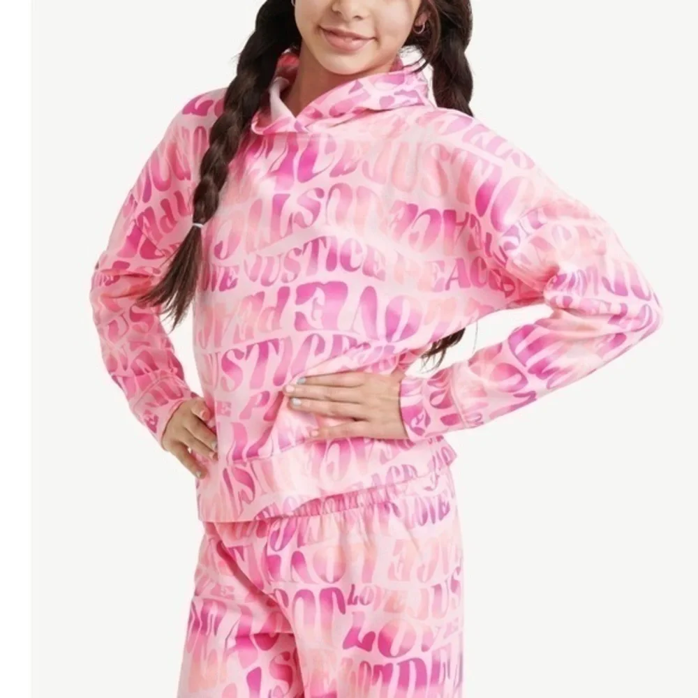 Justice Girls Pink Graphic Fleece Hoodie and Pants Sizes XL